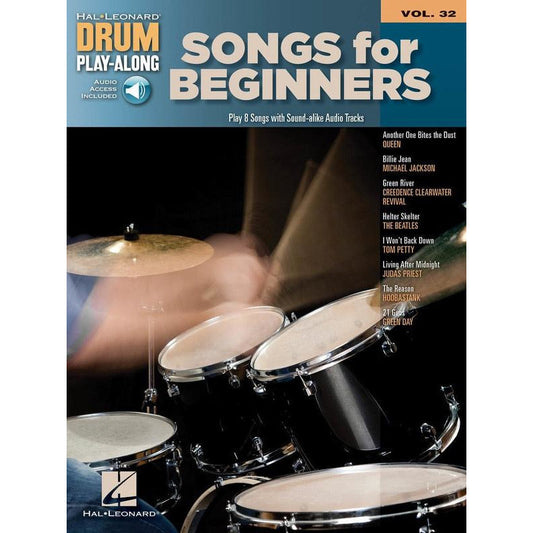 SONGS FOR BEGINNERS DRUM PLAYALONG V32 BK/OLA - Music2u