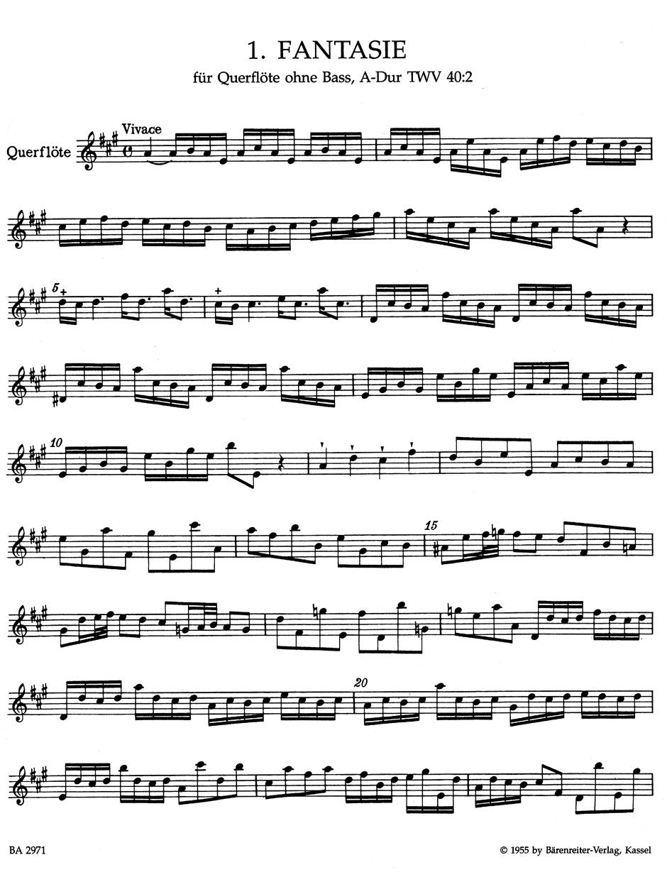 Georg Philipp Telemann - 12 Fantasies For Flute Book Woodwind