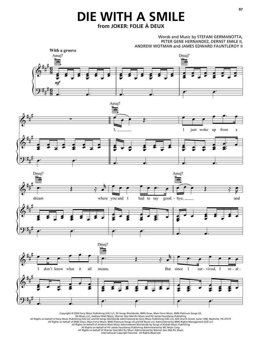 Lady Gaga - Mayhem Piano/Vocal/Guitar Songbook