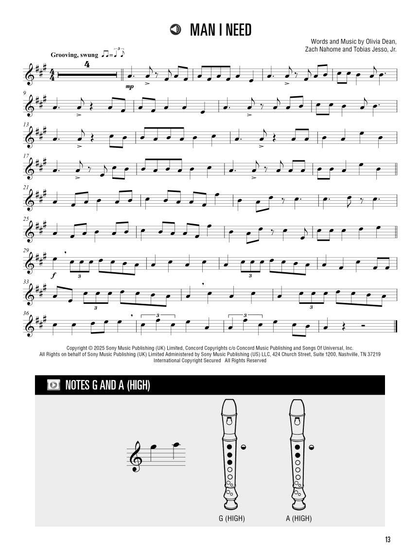 Hal Leonard Recorder Method Songbook - Book/Audio/Video NEW 2026 (15 Popular Songs for C Recorder)