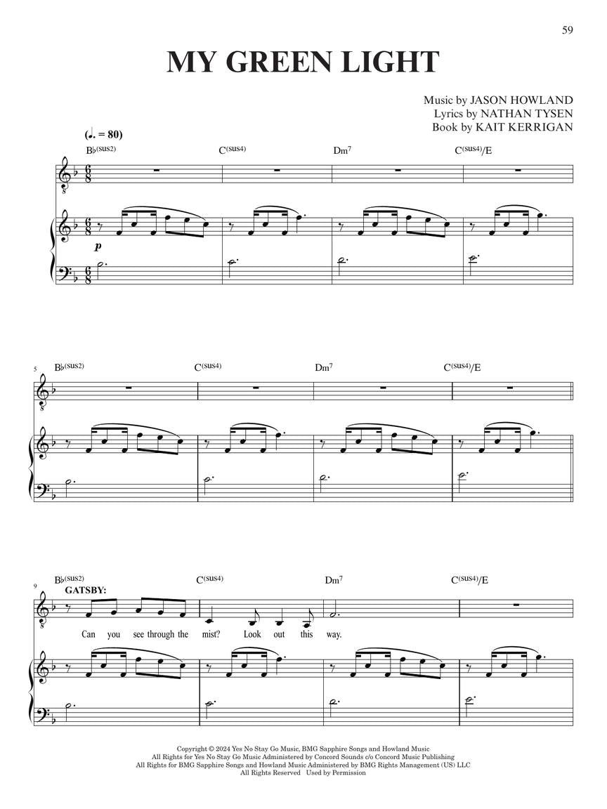 The Great Gatsby - A New Musical Vocal Selections Piano/Vocal Songbook (New)