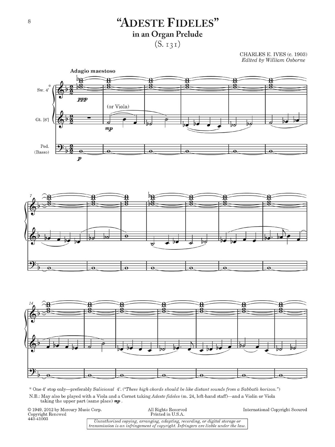 Charles E. Ives - Complete Organ Music Book