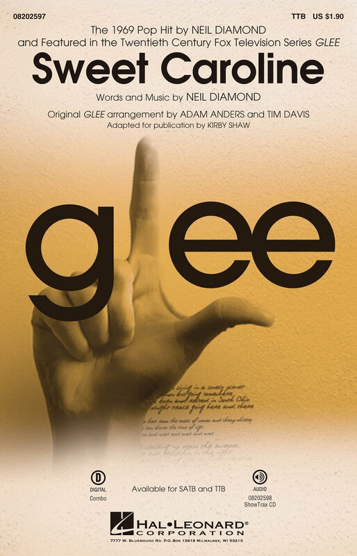 Sweet Caroline From Glee - TTB Vocal Sheet Music