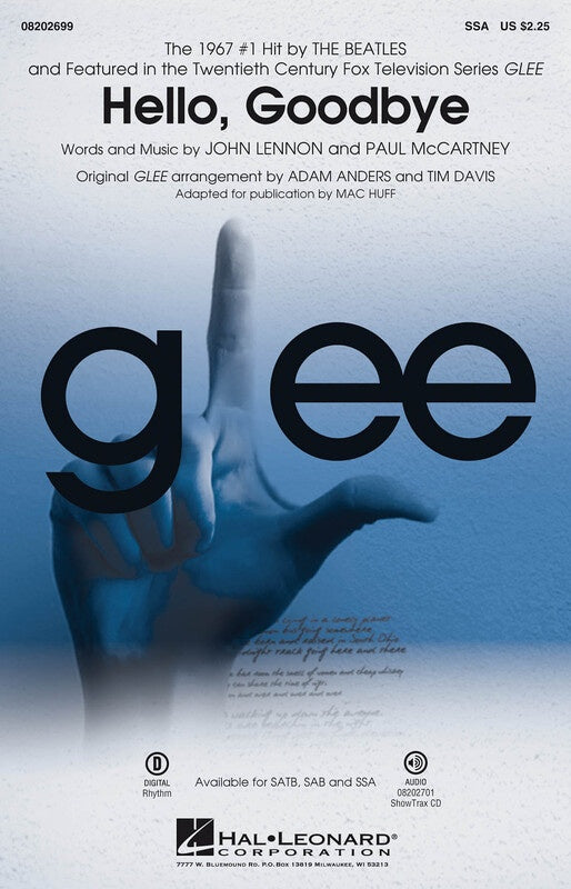 Hello Goodbye, From Glee - SSA Vocal Sheet Music