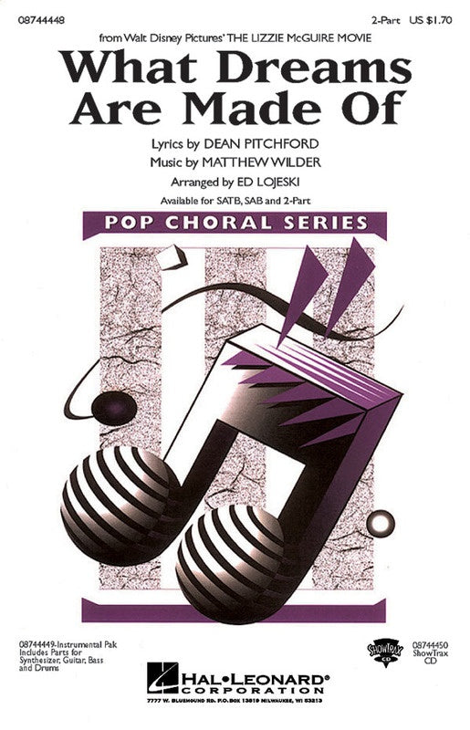 What Dreams Are Made Of 2 Part Vocal Sheet Music