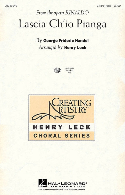 Lascia Chio Pianga - 3 Part Treble Vocal Sheet Music