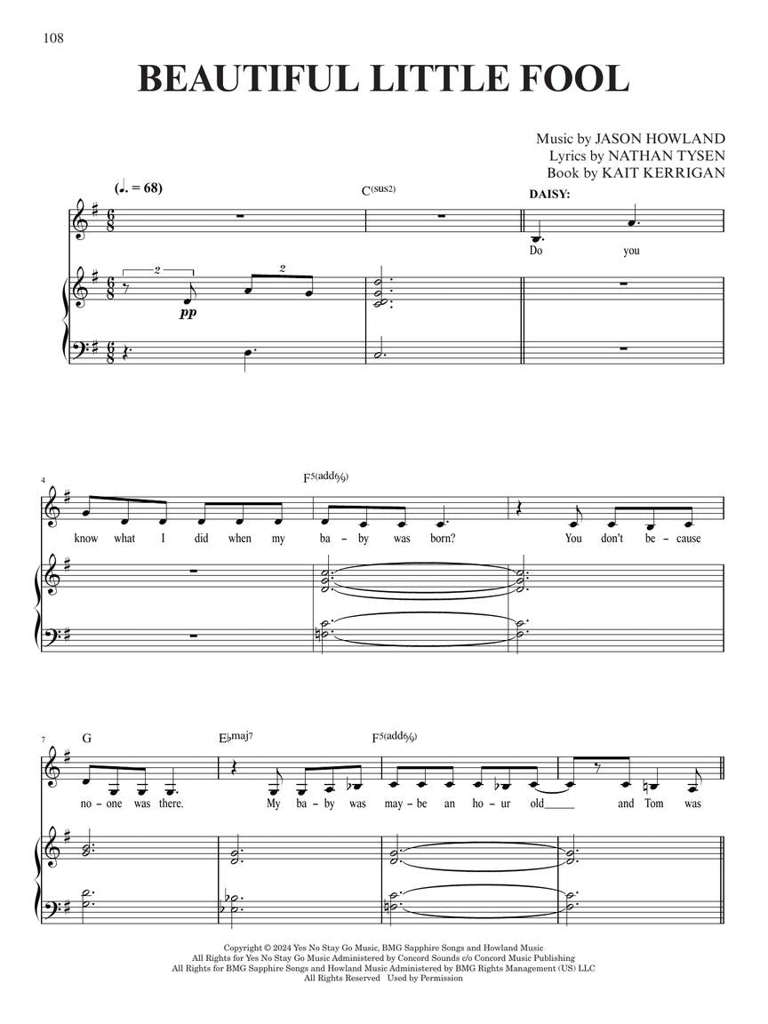 The Great Gatsby - A New Musical Vocal Selections Piano/Vocal Songbook (New)