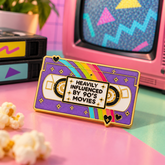 Heavily Influenced by 90's Movies VHS Enamel Pin – Retro Cassette Enamel Badge