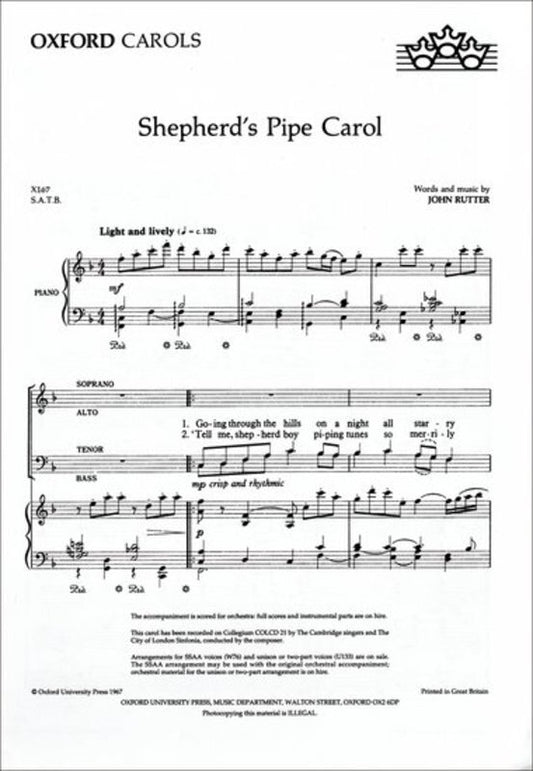 Shepherds Pipe Carol Satb/Pno