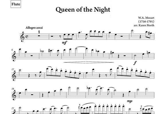 Mozart - Queen Of The Night For Flute And Piano Arr North - Allegro Publishing - Image 2