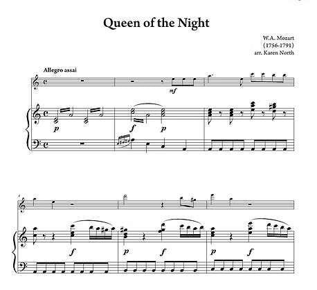 Mozart - Queen Of The Night For Flute And Piano Arr North - Allegro Publishing - Image 3