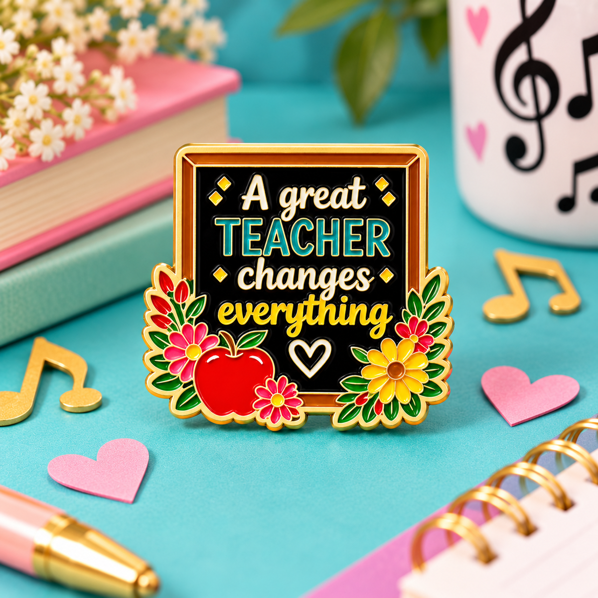 Teacher Appreciation Enamel Pin Bundle – Set of 4