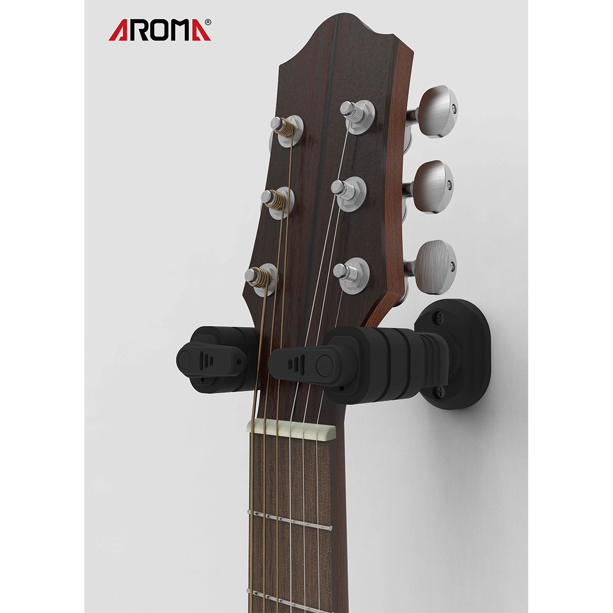 Aroma AH-89 Locking Plastic Guitar Wall Hanger with Wall Mount