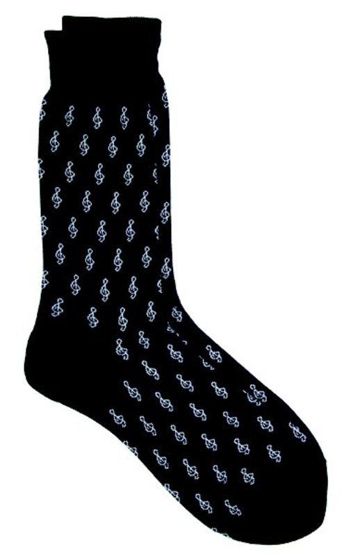 SOCKS MINI G CLEF WHITE ON BLACK MENS