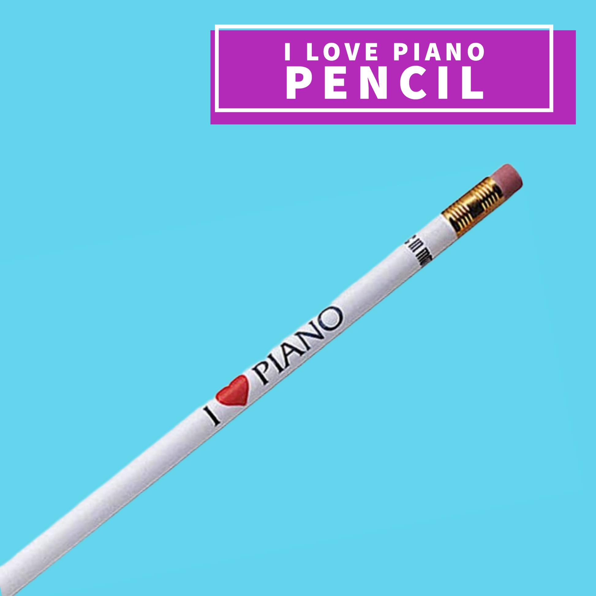 I Love Piano Pencil (Assorted Colours)