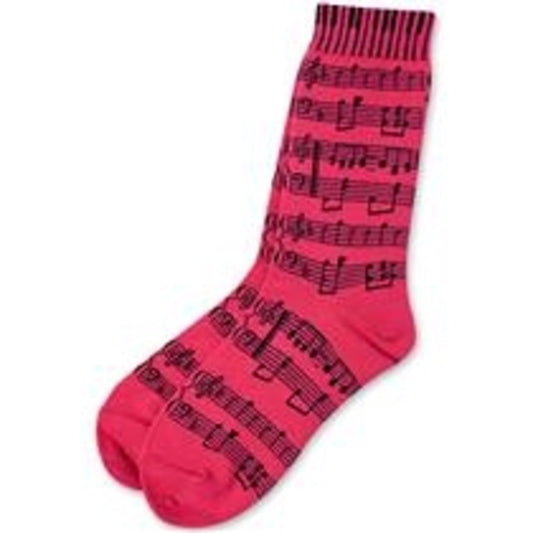 Pink Staff & Keyboard Ladies Socks (Size 9-11)
