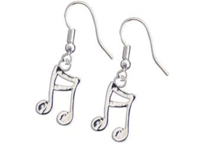 Beamed Semi Quaver Note Silver Earrings