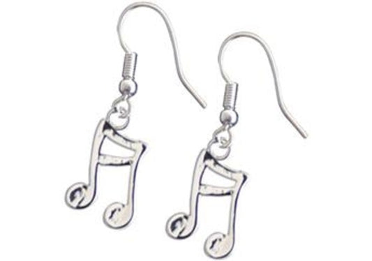 Beamed Semi Quaver Note Silver Earrings