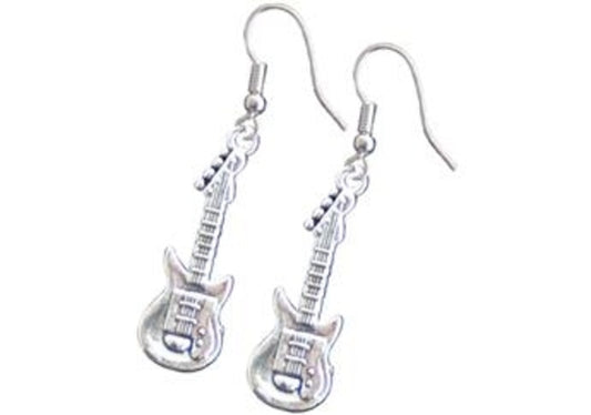 Silver Electric Guitar Earrings