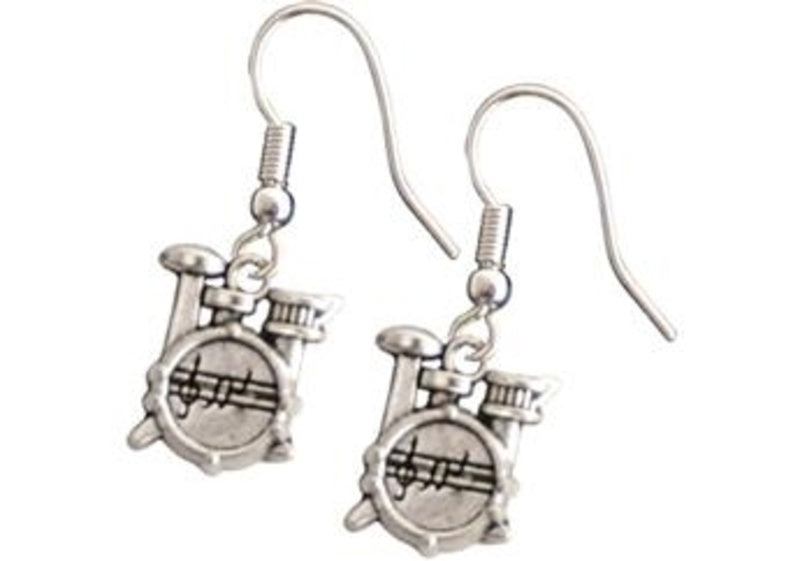 Silver Drum Kit Earrings