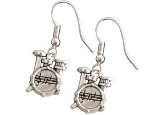 Silver Drum Kit Earrings