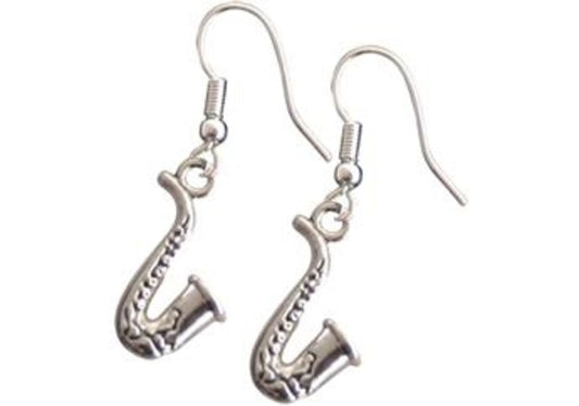 Silver/Black Saxophone Earrings