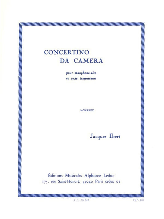 Ibert - Concertino De Camera Alto Sax/Piano