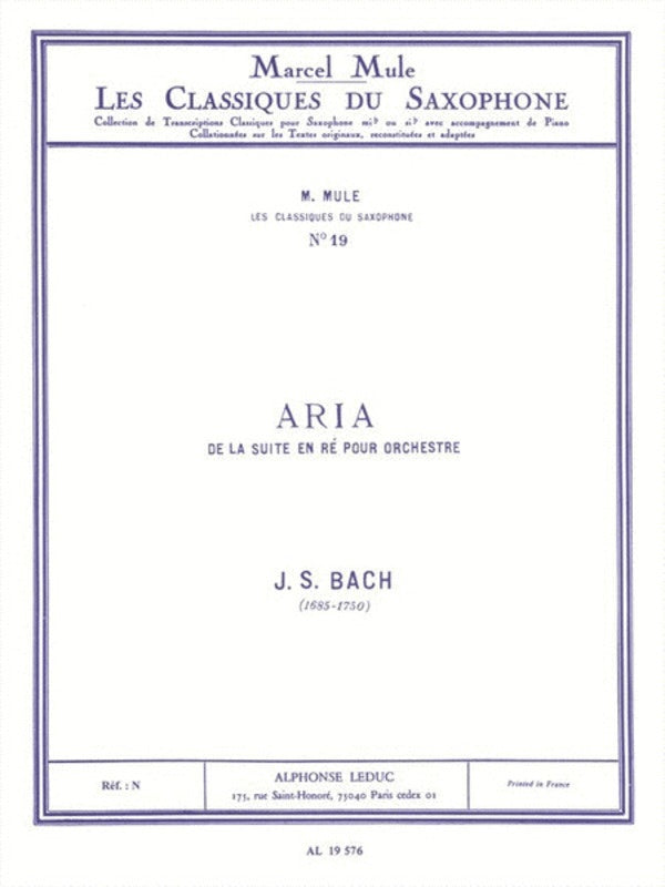 Bach - Aria From Suite In D Alto Sax/Piano