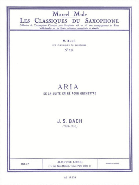 Bach - Aria From Suite In D Alto Sax/Piano