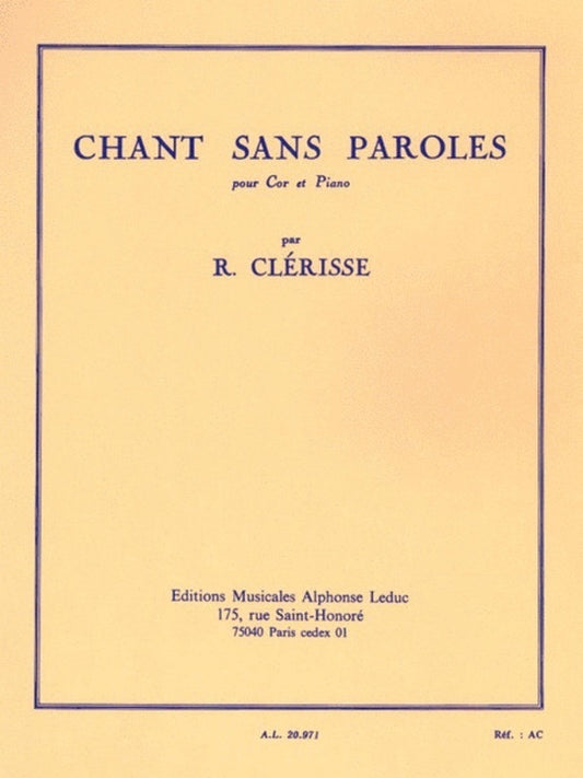 Clerisse - Chant Sans Paroles For French Horn/Piano