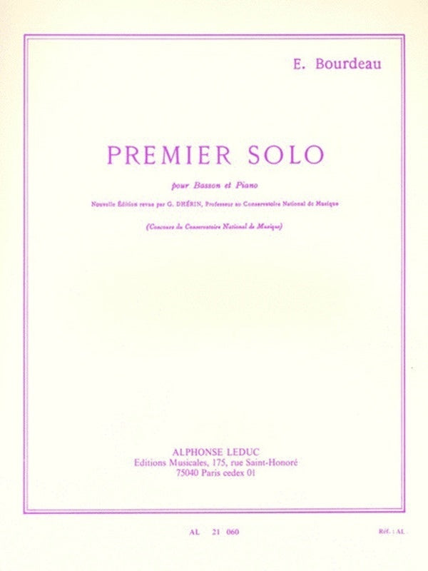Bourdeau - Premier Solo For Bassoon/Piano