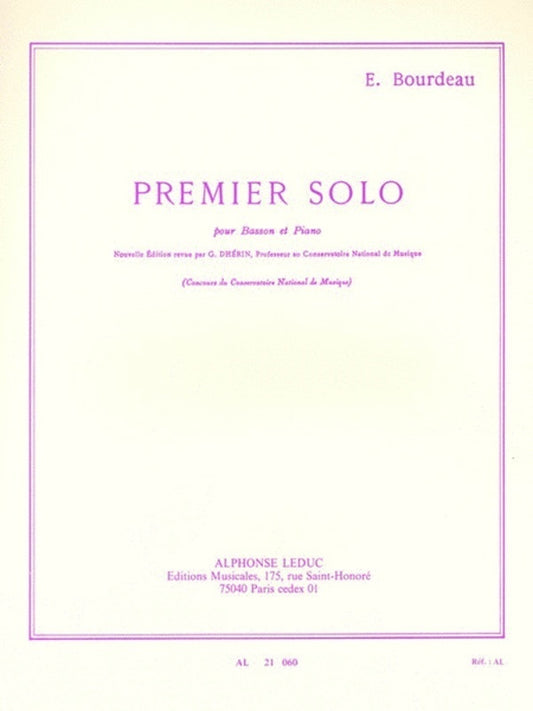Bourdeau - Premier Solo For Bassoon/Piano
