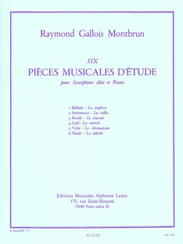 Gallois-Montbrun - Pieces Musicale D Etude Asax/Piano