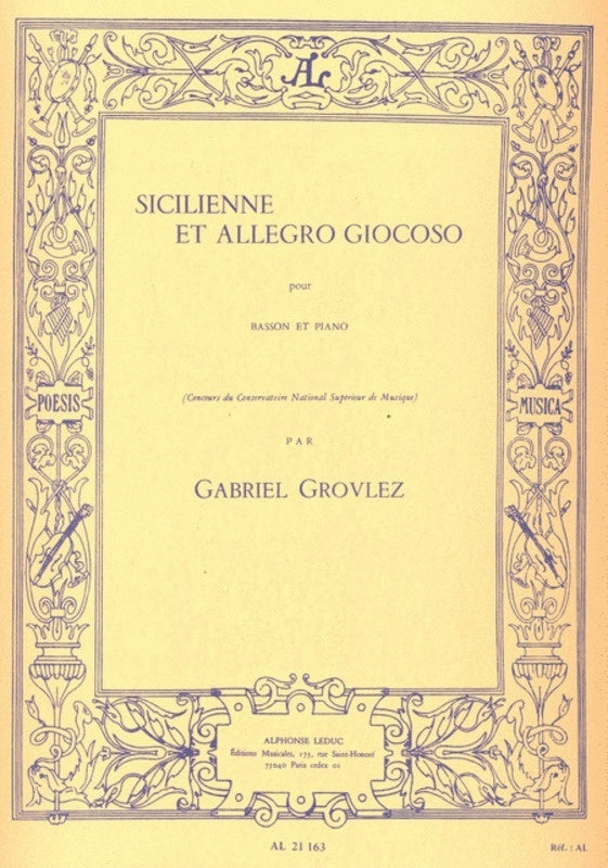 Grovlez - Sicilienne And Allegro Giocoso Bassoon/Piano