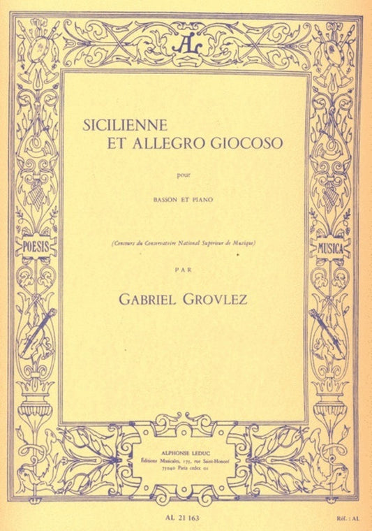 Grovlez - Sicilienne And Allegro Giocoso Bassoon/Piano