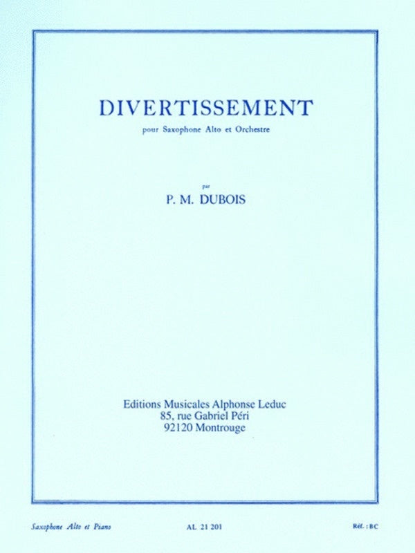 Dubois - Divertissement For Alto Sax/Piano