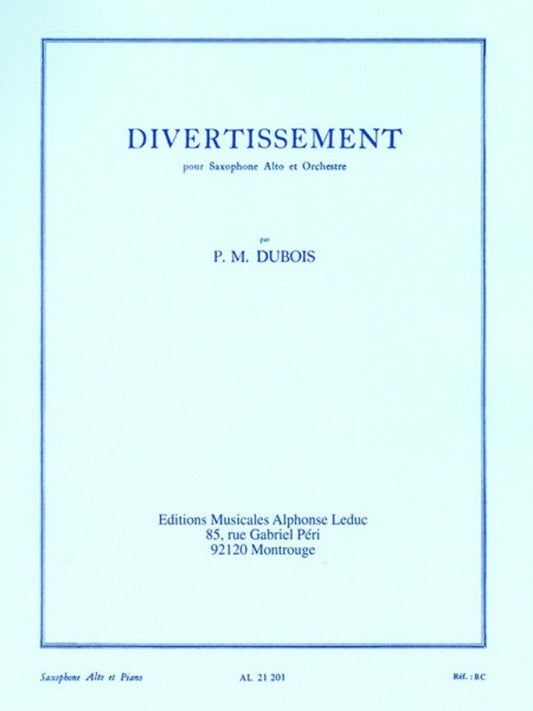 Dubois - Divertissement For Alto Sax/Piano