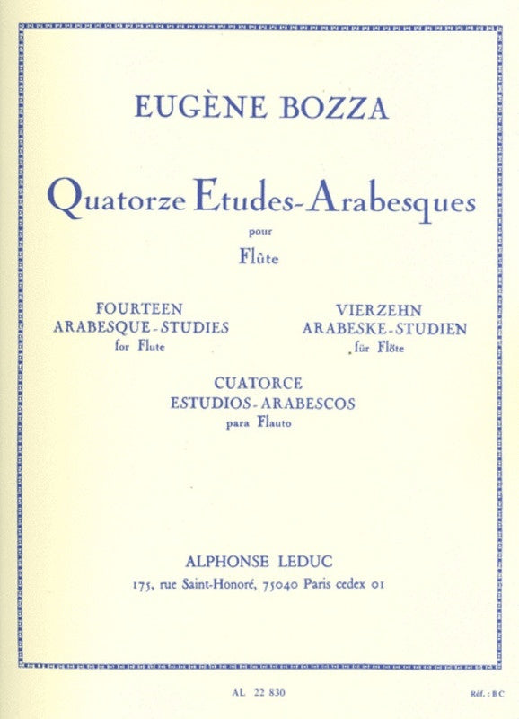 Bozza - 14 Etudes Arabesques For Flute