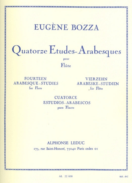 Bozza - 14 Etudes Arabesques For Flute