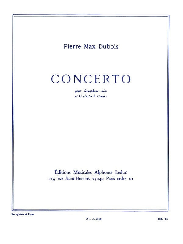 Dubois - Concerto No 1 Alto Sax/Piano