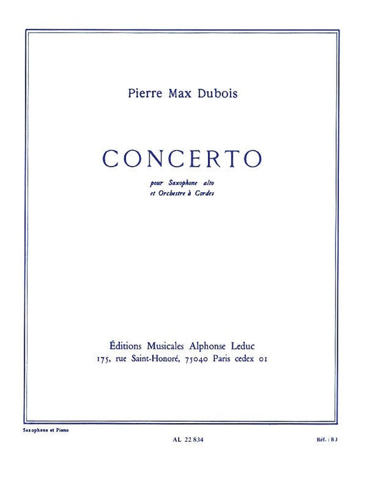 Dubois - Concerto No 1 Alto Sax/Piano