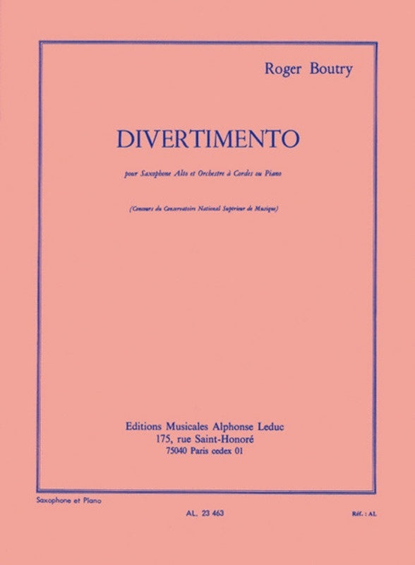 Boutry - Divertimento For Alto Sax/Piano