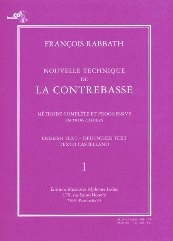 Rabbath - New Technique For Double Bass Vol 1 Bk/Cd