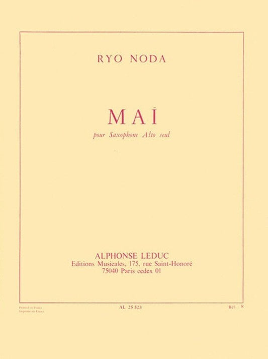 Noda - Mai For Alto Saxophone Solo - Alphonse Leduc