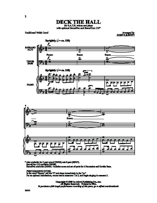 Deck The Hall Satb/Piano