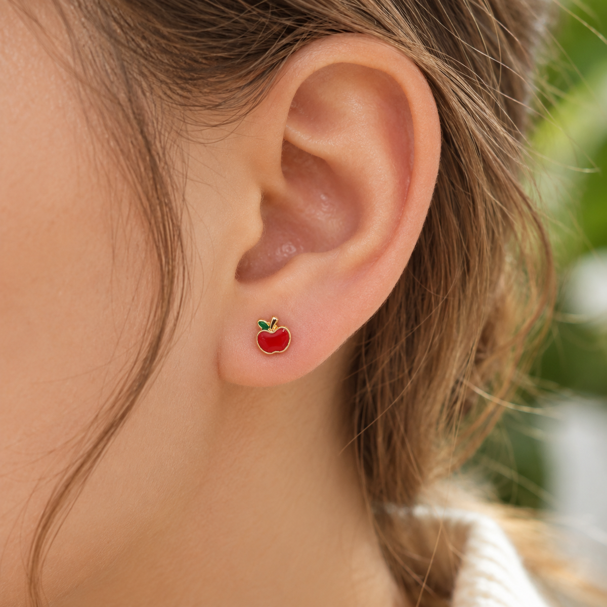 Sundry & Sound Co - Mini Red Apple Stud Earrings – Gold Plated (Pair)