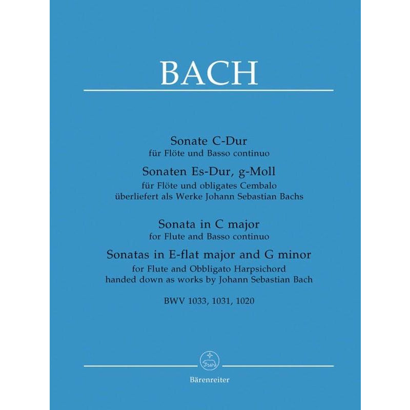 Bach - 3 Sonatas BWV 1020, 1031, 1033 For Flute & Piano Book