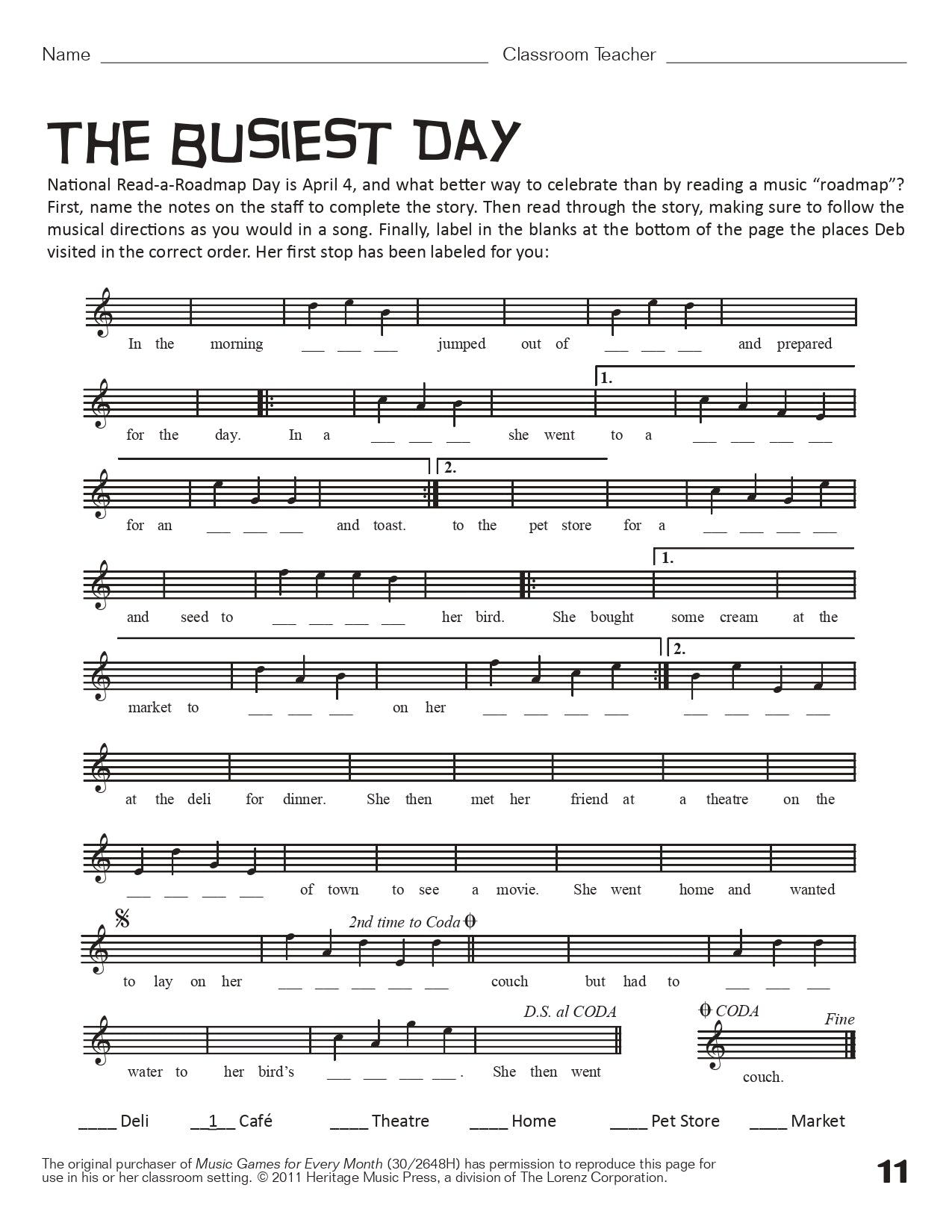 Music Games For Every Month - Classroom Book with Reproducible Pages