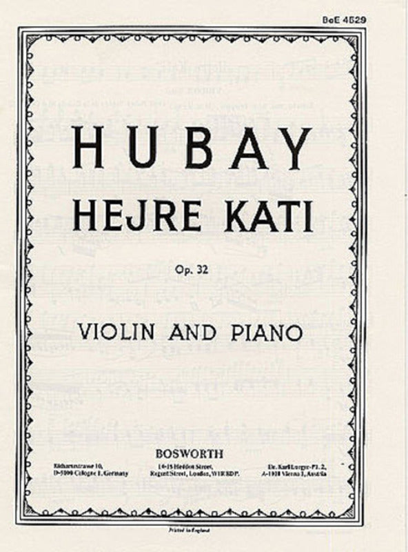 Hubay - Hejre Kati Op 32 Violin/Piano