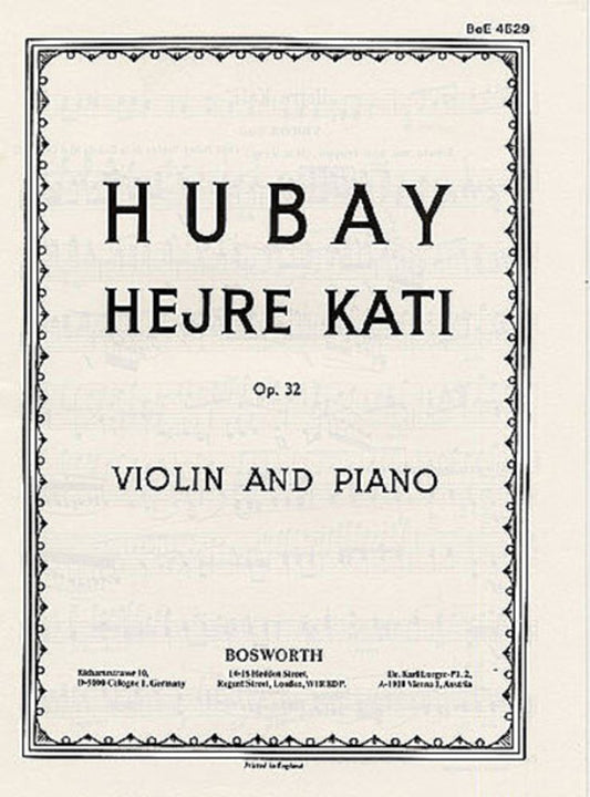 Hubay - Hejre Kati Op 32 Violin/Piano